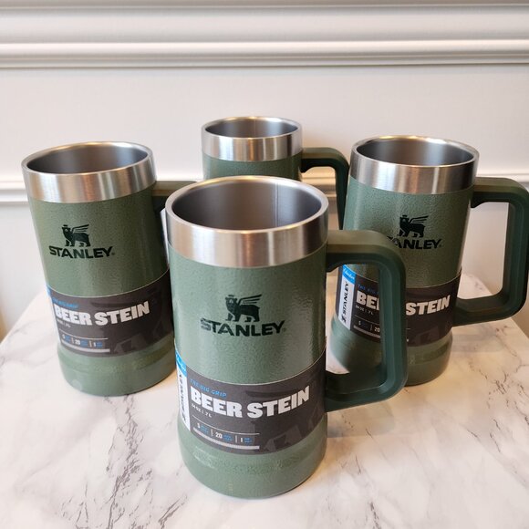 NIB SET OF FOUR Stanley Adventure Big Grip Beer Stein Hammertone Green 24 oz - Picture 5 of 9